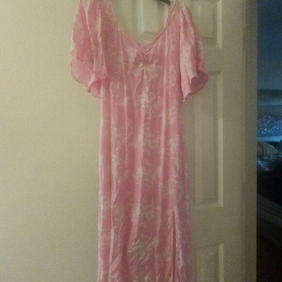 Boho pink Easter beachy pockets Fairy Etherial Spring Cottagecore vacay dress - Picture 10 of 11